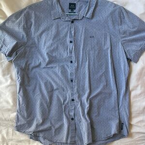 A/X Armani Exchange Men's Light Blue Short-Sleeve Button-Up Shirt